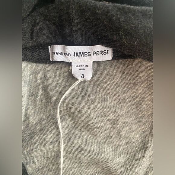 STANDARD JAMES PERSE Midi Dress Sz 4 L Dark Gray Cowl Neck Ruched Lined NEW - Picture 6 of 16